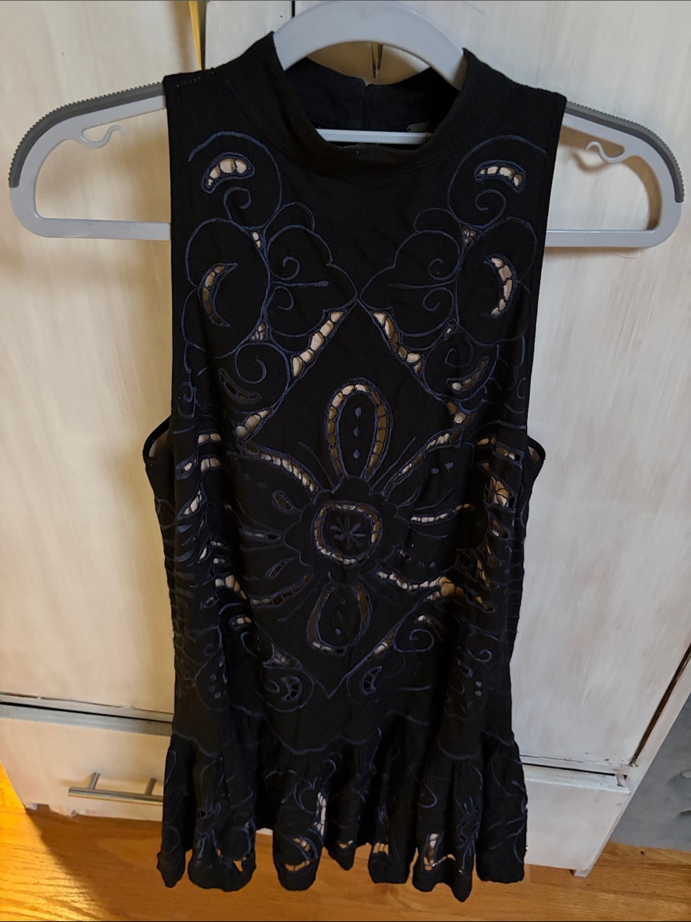 Free People Black Sleeveless Lace Overlay Dress